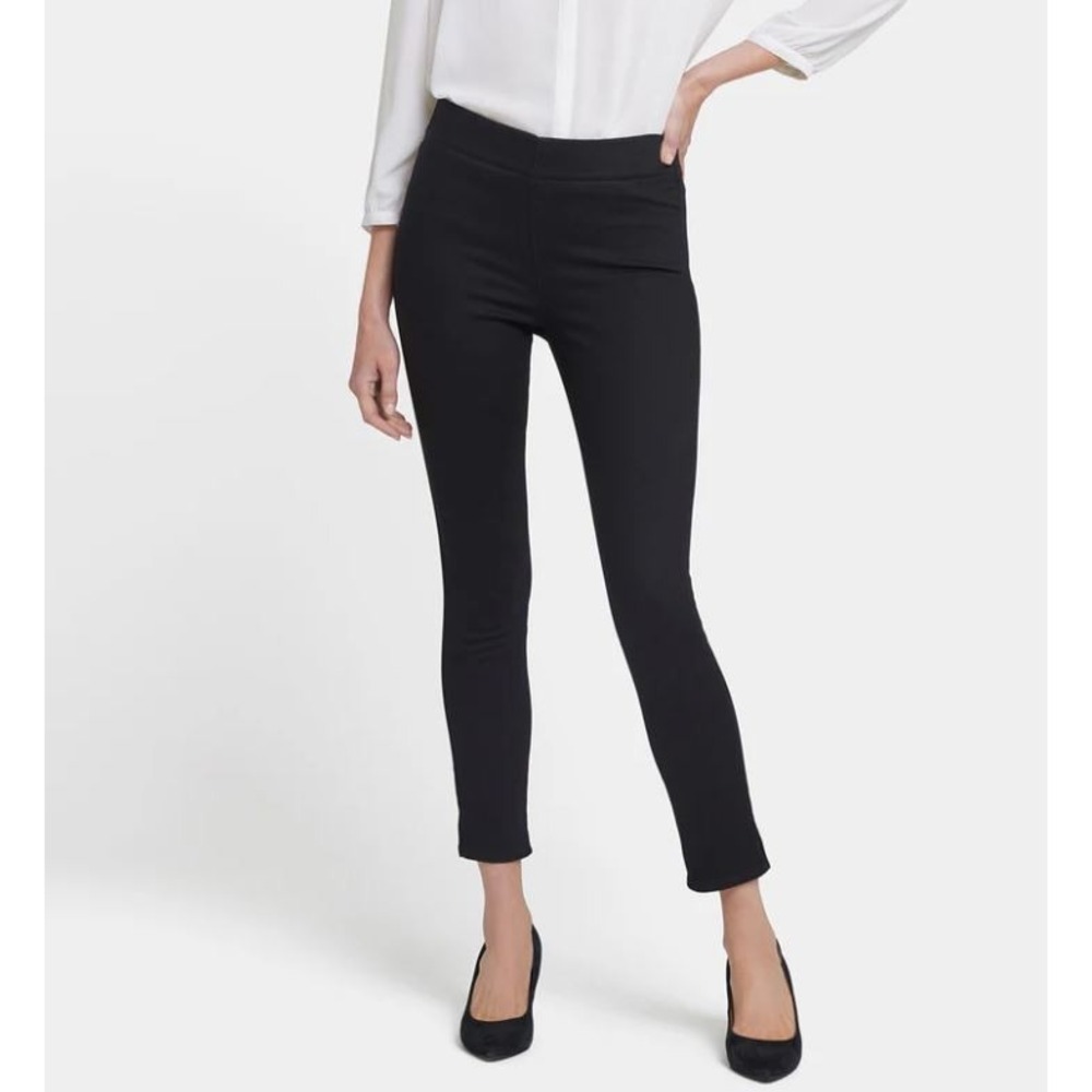 NYDJ Skinny Ankle Pull On Jeans 16W High Waist Stretch Split Hem Black